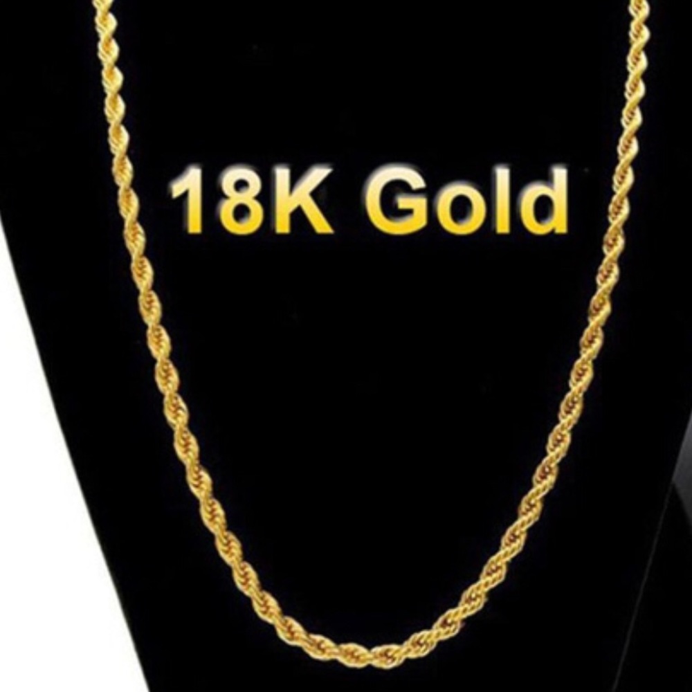 18K Gold Rope Chain Necklace New